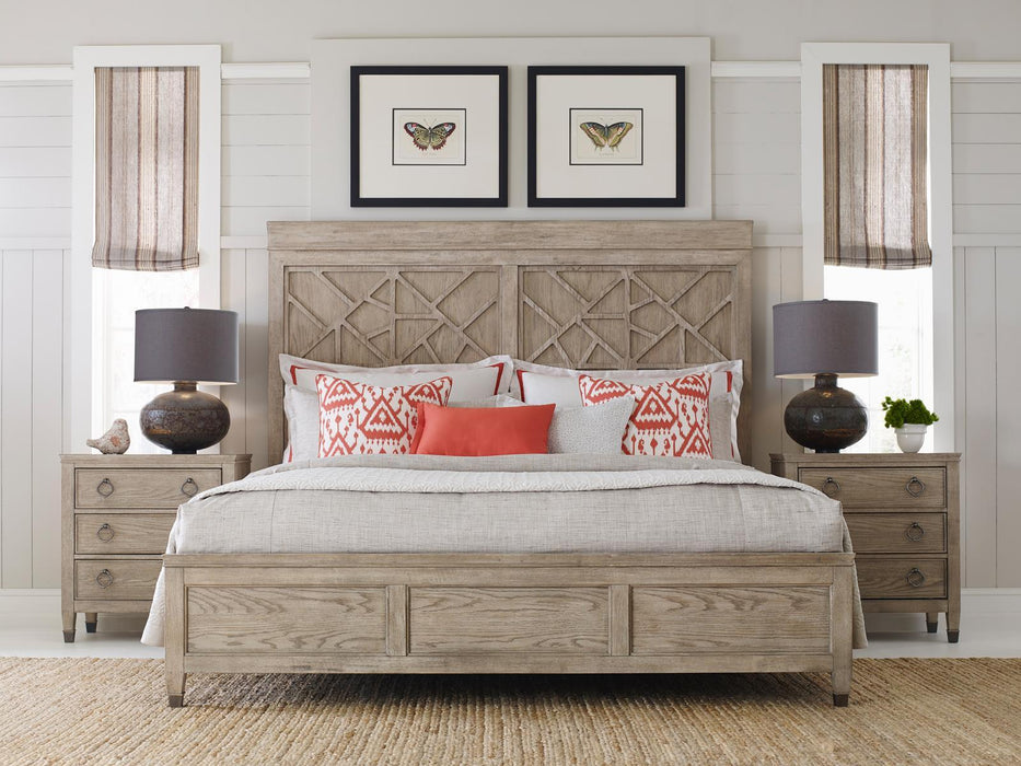 American Drew Vista Altamonte King Panel Bed in White OakR