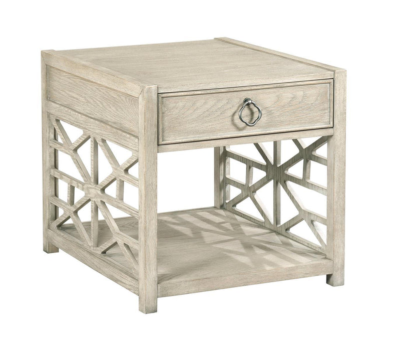 American Drew Vista Biscane 1 Drawer End Table in White Oak