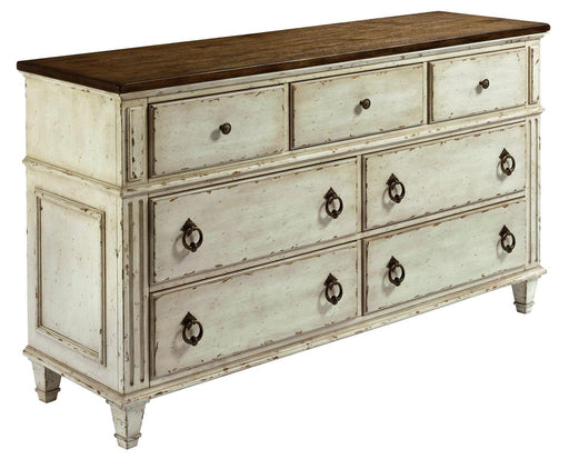 American Drew Southbury 7 Drawer Dresser in Fossil and Parchment image