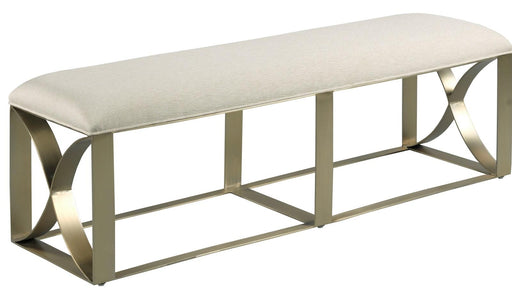 American Drew Lenox Upholstered Accent Bench with Metal Base in Rich Clear Lacquer image