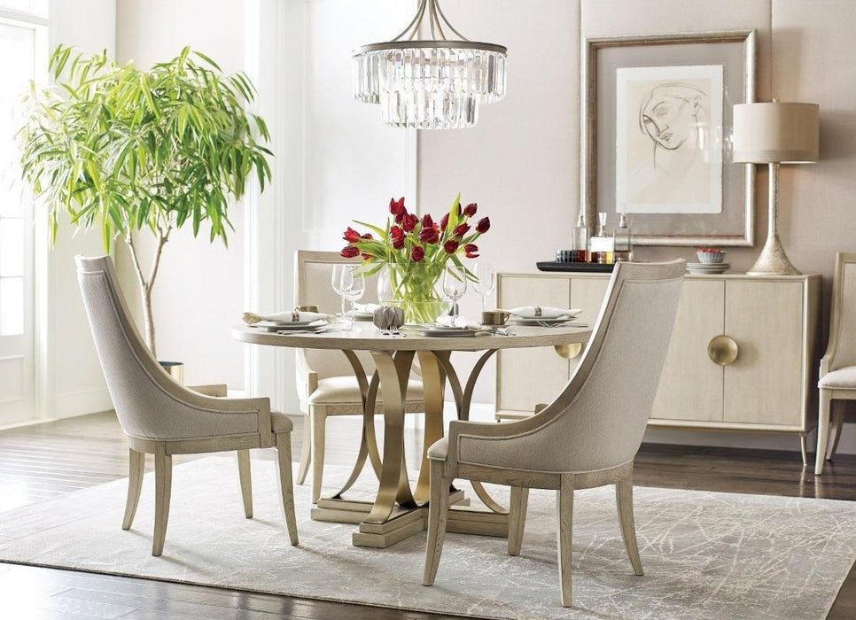American Drew Lenox Round Plaza Dining Table in Rich Clear Lacquer