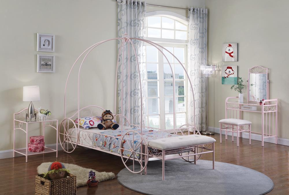 Massi Pink Twin Canopy Bed