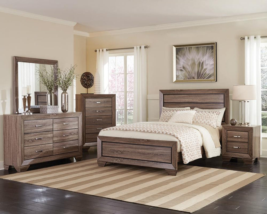 Kauffman Transitional Washed Taupe Queen Bed
