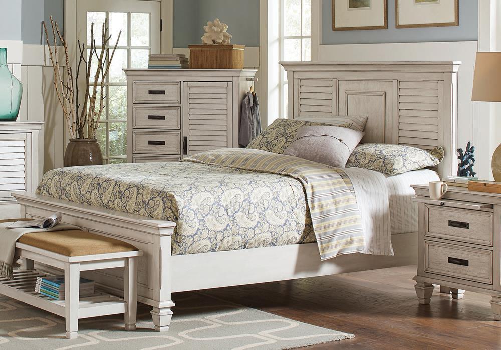 Franco Eastern King & Queen Panel Bed Antique White & Oak