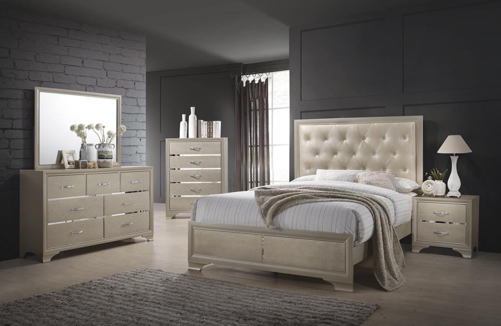 Beaumont Transitional Champagne Queen Bed