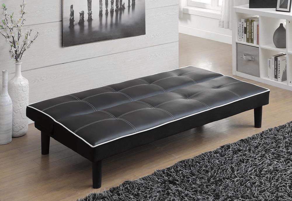 G550044 Contemporary Black Faux Leather Sofa Bed