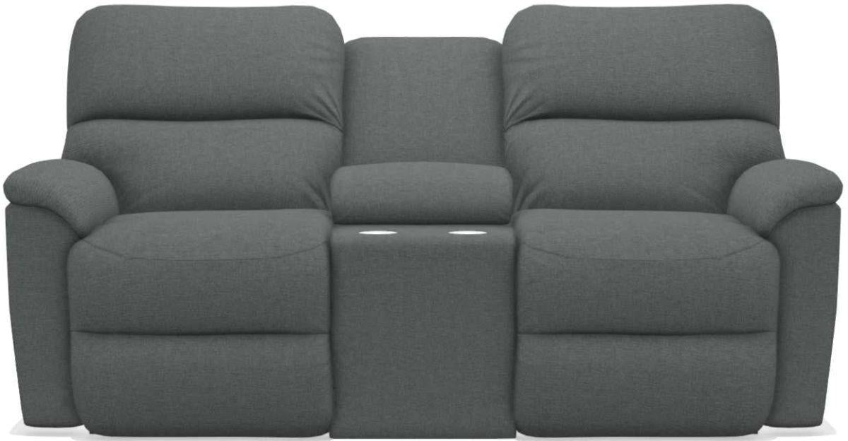 La-Z-Boy Brooks Gray Reclining Loveseat With Console image