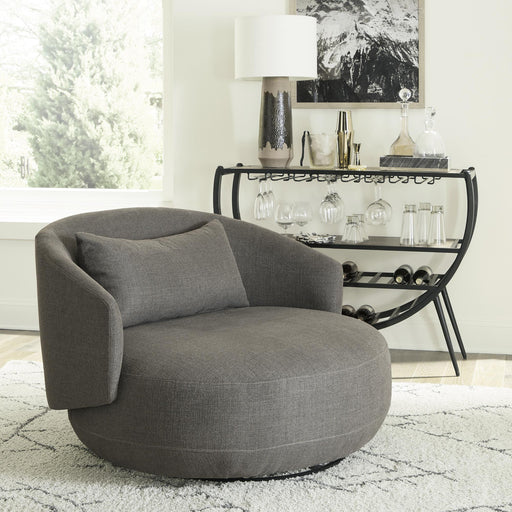 Haley Uph Swivel Cuddler Chair - Charcoal image