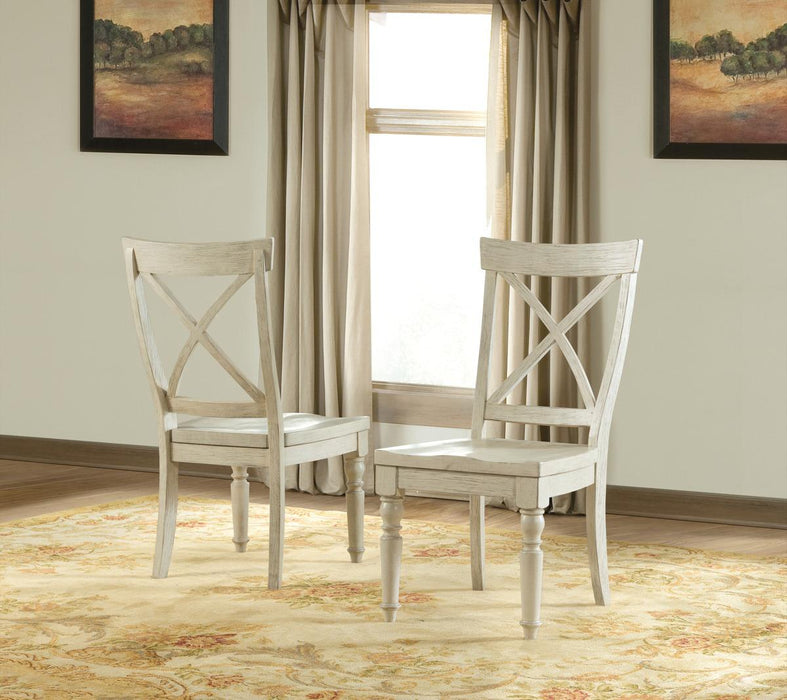 Riverside Aberdeen X-Back Side Chair in Weathered Worn White (Set of 2)
