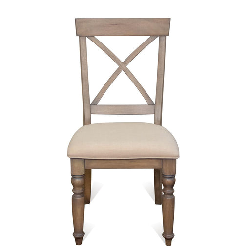 Riverside Aberdeen X-Back Upholstered Side Chair in Weathered Driftwood (Set of 2) image