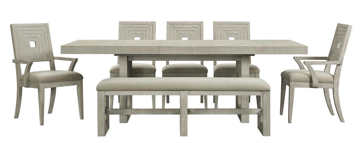 Riverside Cascade Upholstered Dining Bench in Dovetail