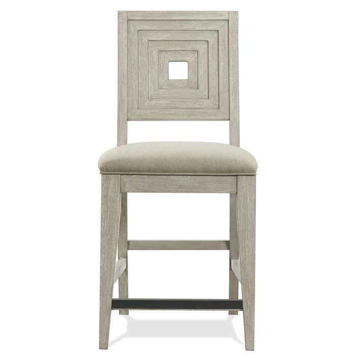Riverside Cascade Upholstered Wood Back Counter Stool (Set of 2) in Dovetail
