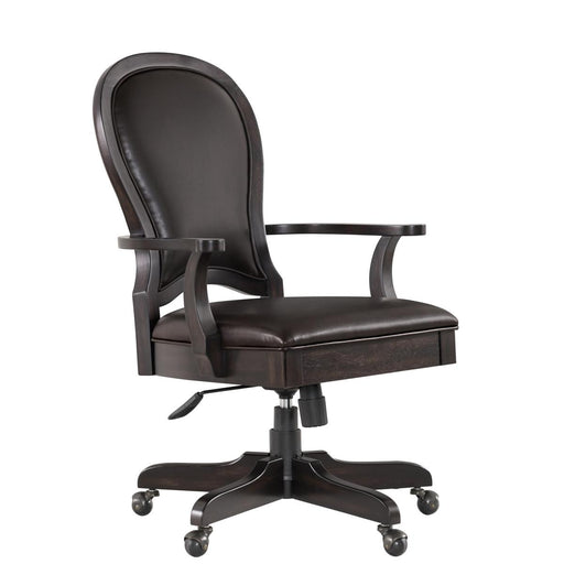 Riverside Clinton Hill Leather Desk Chair in Kohl Black image