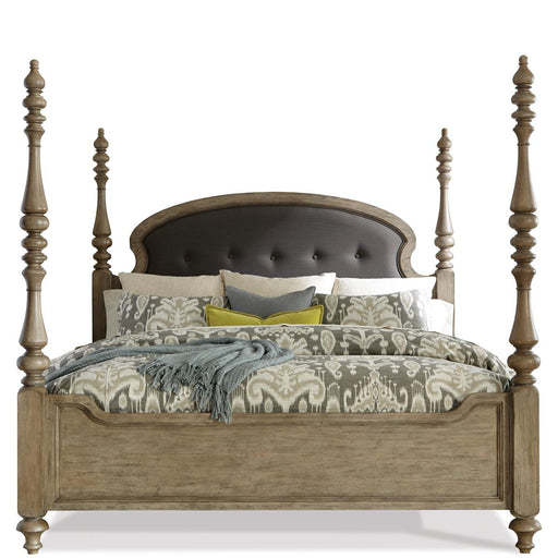 Riverside Corinne Queen Upholstered Poster Bed in Sun-Drenched Acacia image