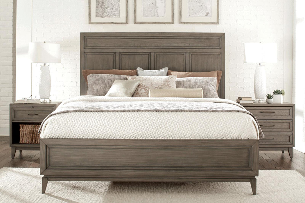 Riverside Furniture Vogue King Panel Bed in Gray Wash