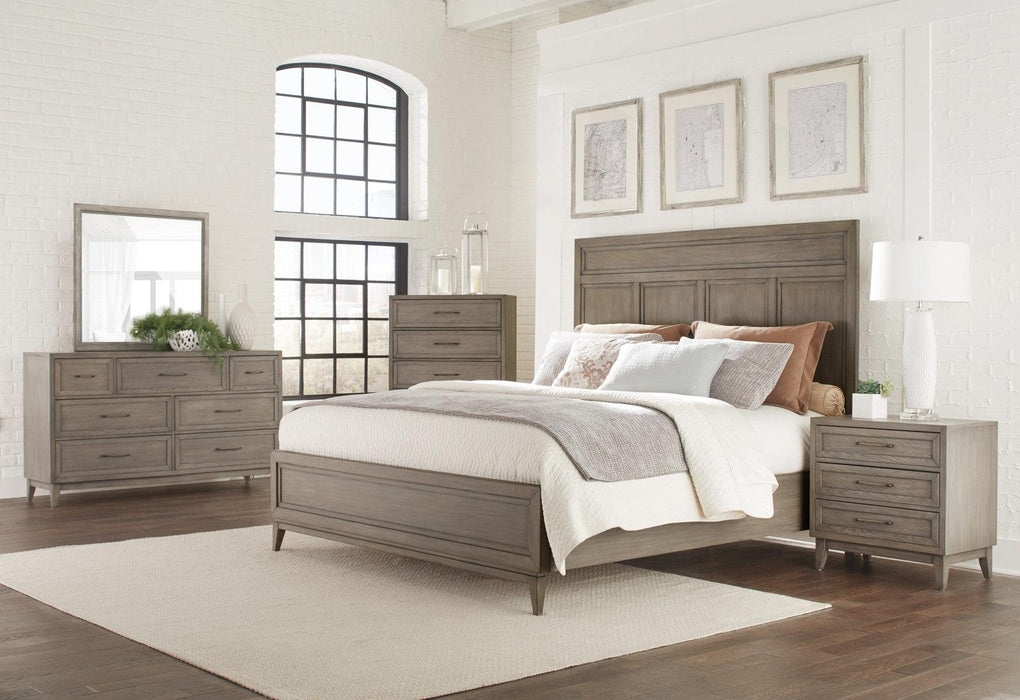 Riverside Furniture Vogue King Panel Bed in Gray Wash