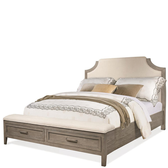 Riverside Furniture Vogue King Upholstered Storage Bed in Gray Wash