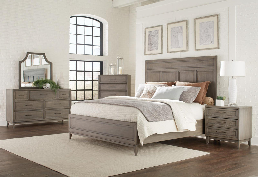 Riverside Furniture Vogue Queen Panel Bed in Gray Wash