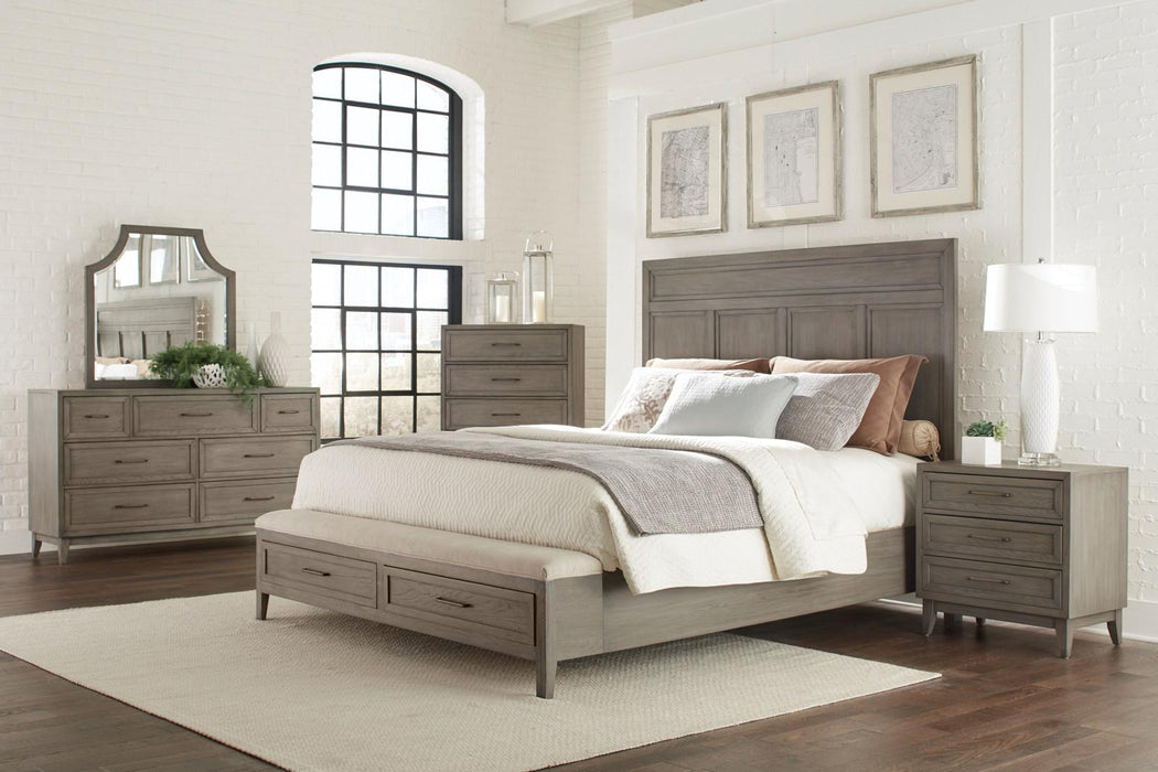 Riverside Furniture Vogue Queen Panel Storage Bed in Gray Wash