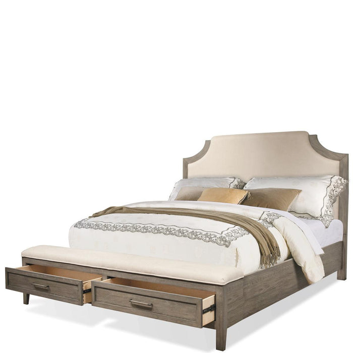 Riverside Furniture Vogue Queen Upholstered Storage Bed in Gray Wash