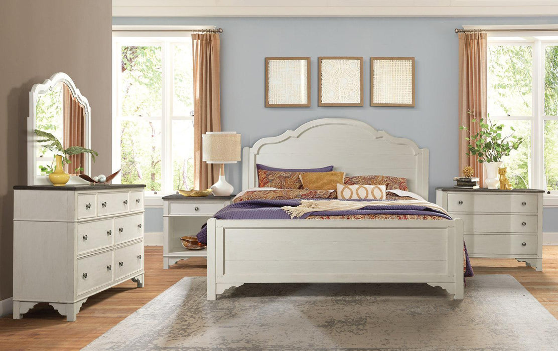 Riverside Grand Haven California King Panel Bed in Feathered White