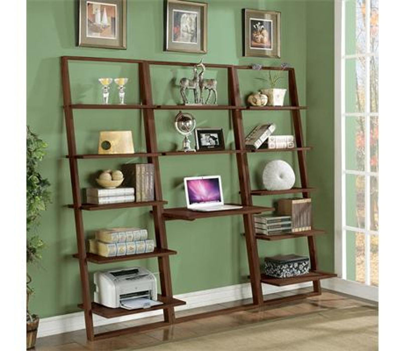 Riverside Lean living Leaning Wall Desk and Bookcase in Smoky Driftwood