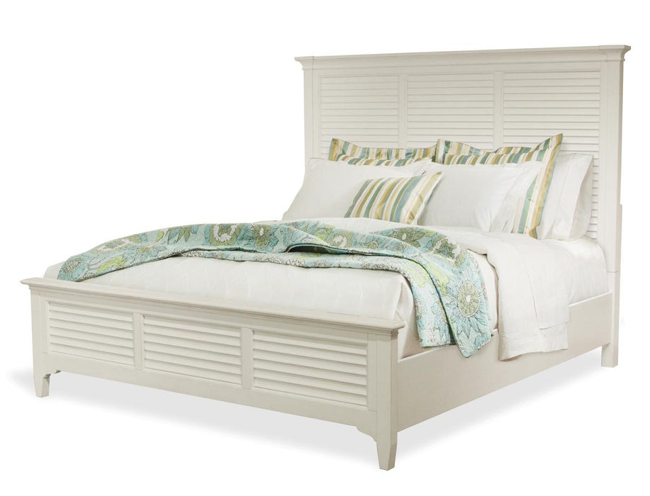 Riverside Myra California King Louver Bed in Paperwhite