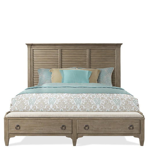 Riverside Myra Queen Louver Storage Bed in Natural image