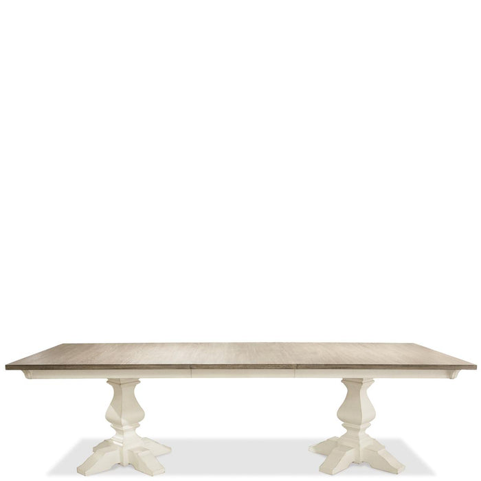 Riverside Myra Rectangular Pedestal Dining Table in Natural/Paperwhite