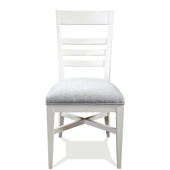 Riverside Osborne Upholstered Ladderback Side Chair in Winter White (Set of 2)