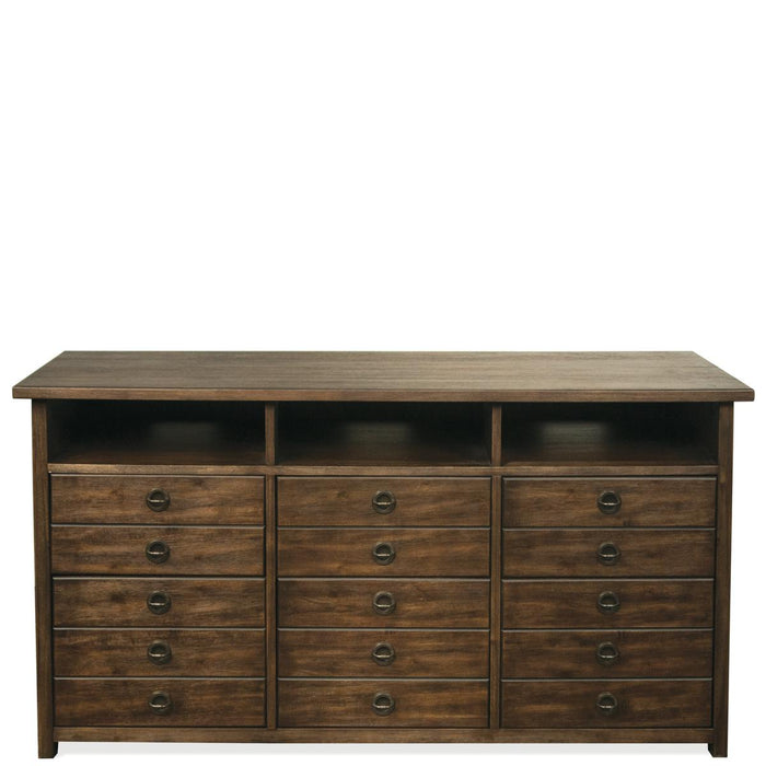 Riverside Perspectives Entertainment File Cabinet in Brushed Acacia