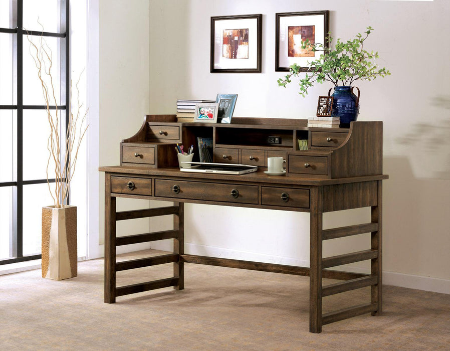 Riverside Perspectives Leg Desk with Hutch in Brushed Acacia