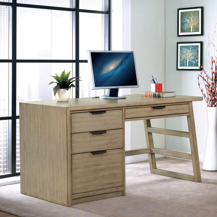 Riverside Perspectives Single Pedestal Desk in Sun-Drenched Acacia