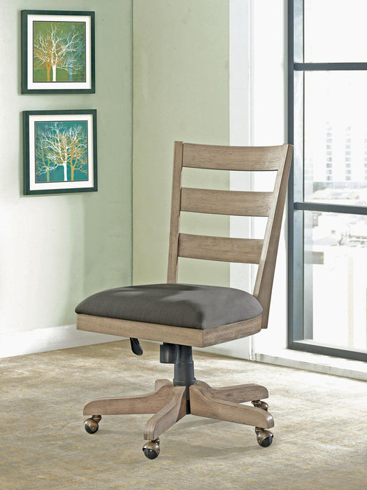 Riverside Perspectives Wood Back Upholstered Desk Chair in Sun-Drenched Acacia