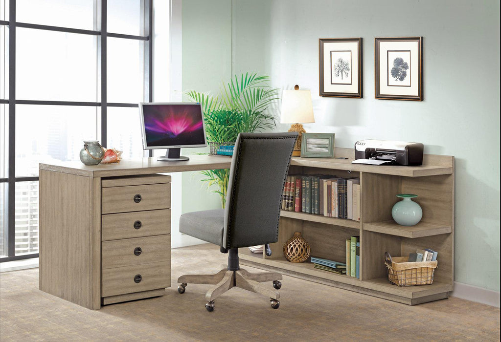 Riverside Perspectives Wood Back Upholstered Desk Chair in Sun-Drenched Acacia