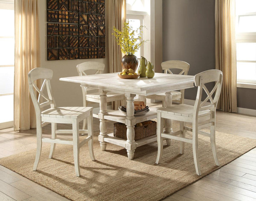 Riverside Regan Counter Height Dining Table in Farmhouse White