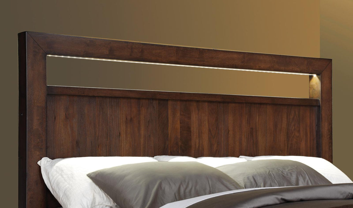 Riverside Riata Queen Panel Storage Bench Bed in Warm Walnut