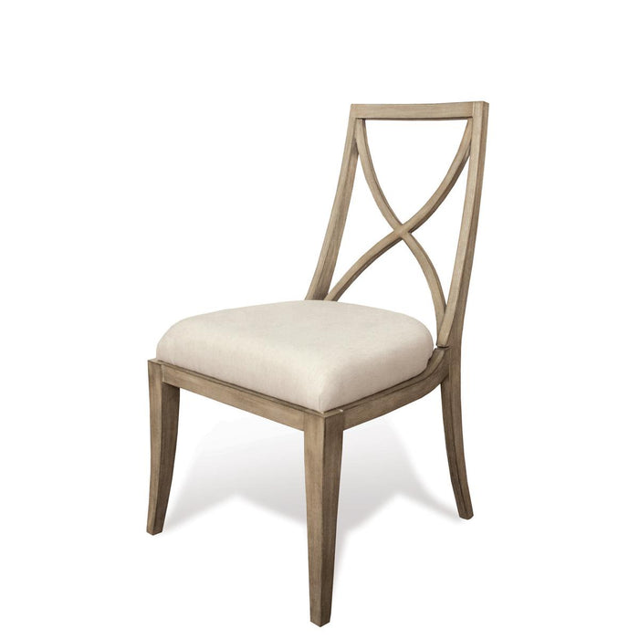 Riverside Sophie X-Back Upholstered Side Chair in Natural (Set of 2)