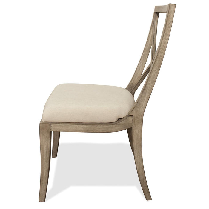 Riverside Sophie X-Back Upholstered Side Chair in Natural (Set of 2)