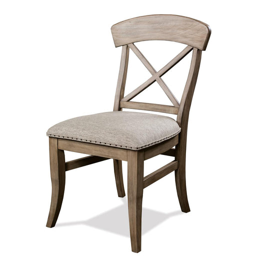 Riverside Southport X-Back Upholstered Side Chair in Antique Oak (Set of 2) image