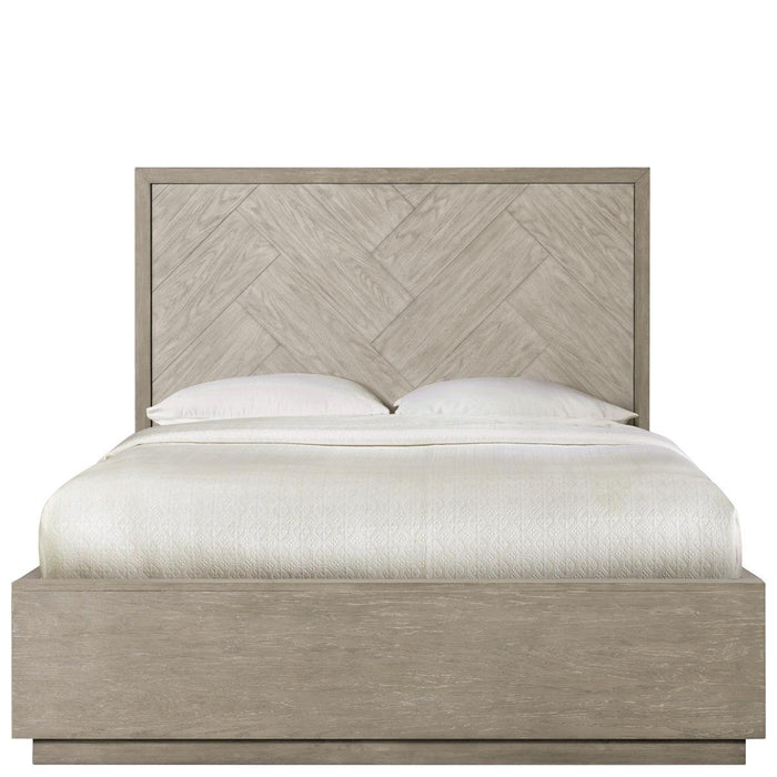 Riverside Zoey Queen Herringbone Panel Bed in Urban Gray