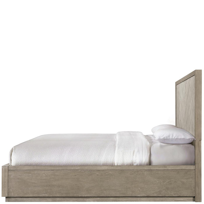 Riverside Zoey Queen Herringbone Panel Bed in Urban Gray