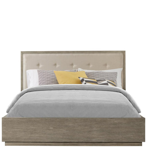 Riverside Zoey Queen Upholstered Panel Single Storage Bed in Urban Gray image