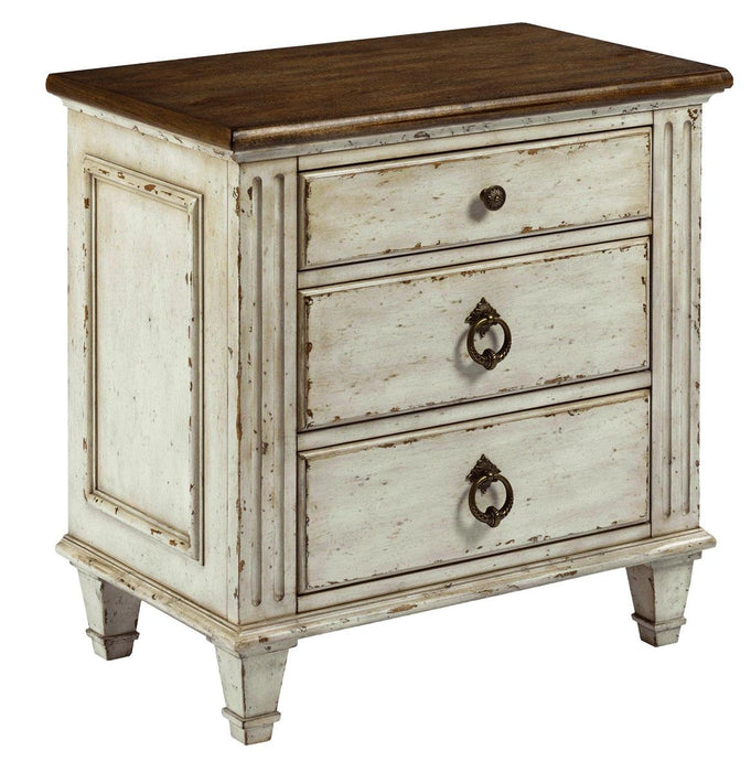 American Drew Southbury 3 Drawer Nightstand in Fossil and Parchment