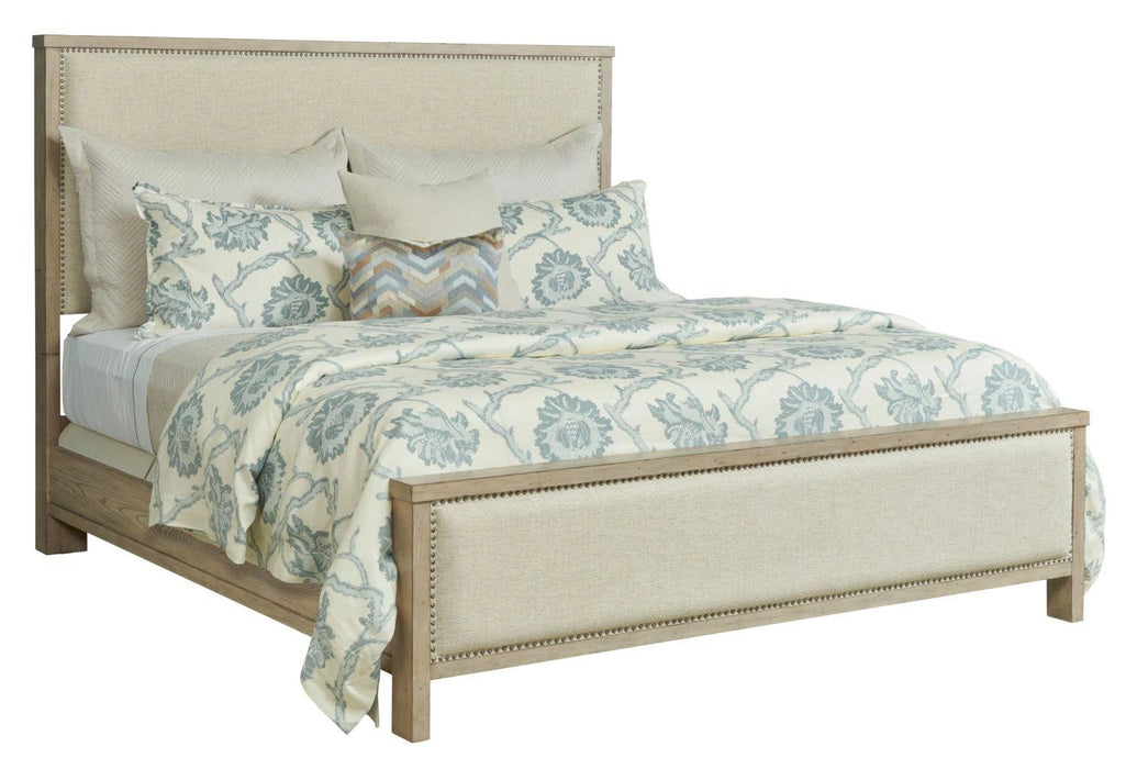 American Drew West Fork Jacksonvile King Upholstered Bed in Aged TaupeR