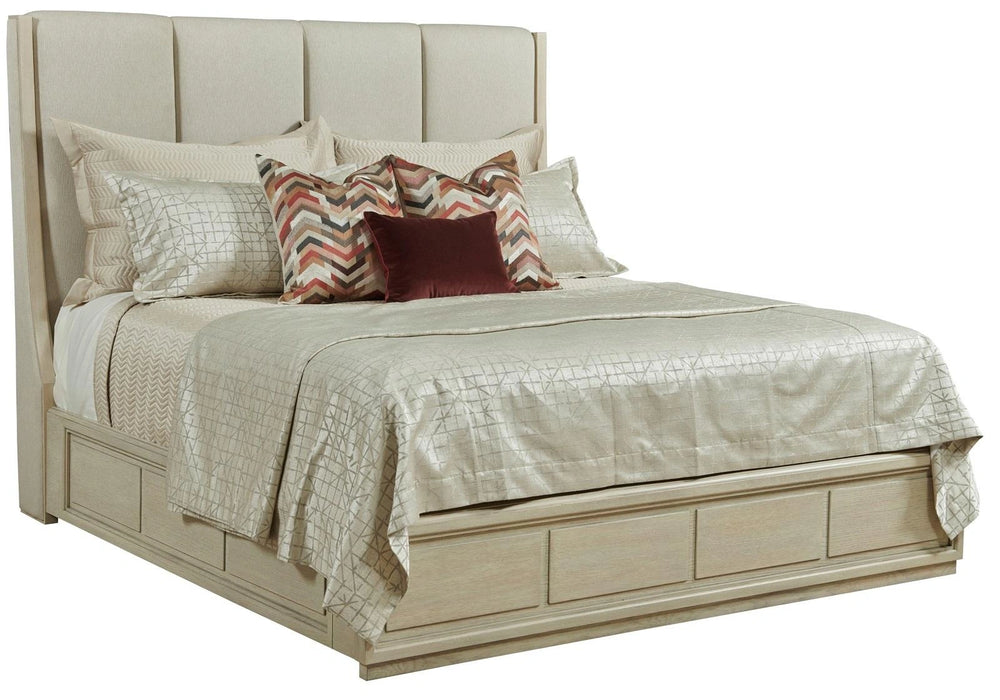American Drew Lenox Shiena King Upholstered Bed in Rich Clear Lacquer