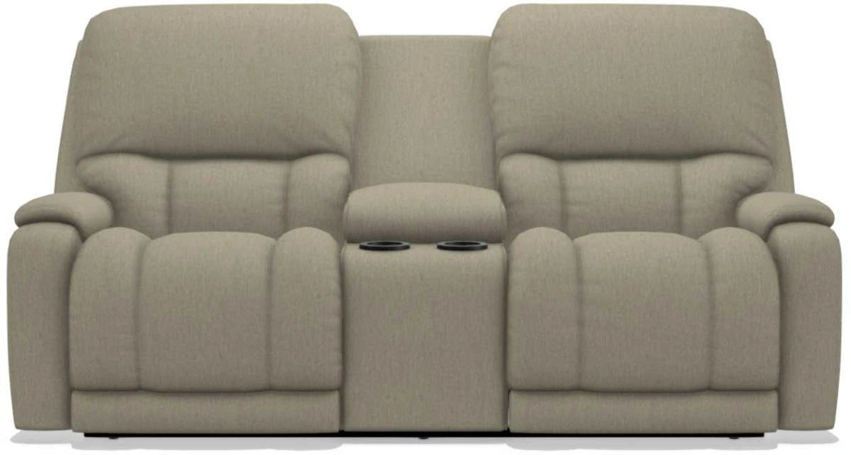 La-Z-Boy Greyson Teak Power Reclining Loveseat with Headrest And Console