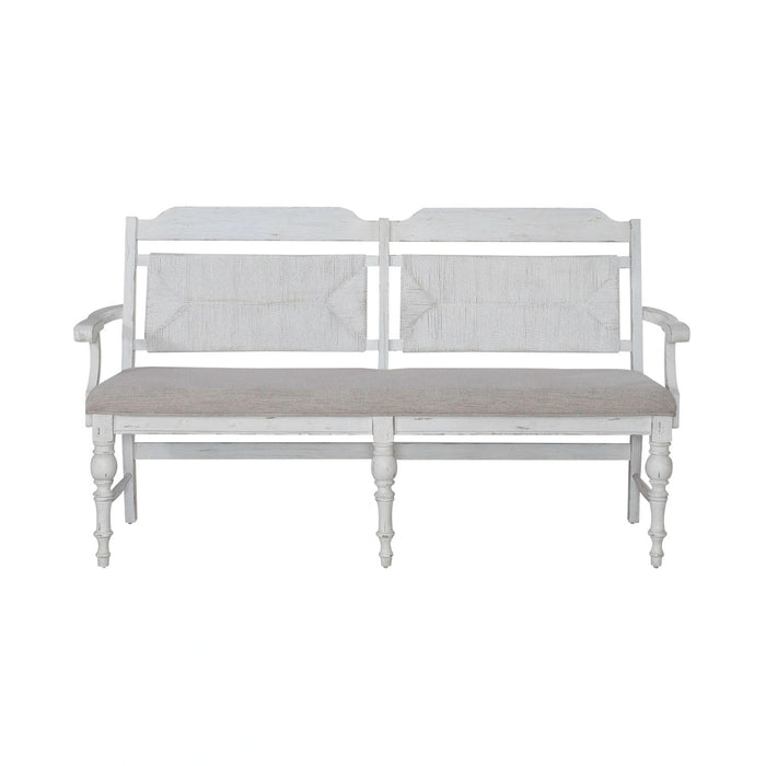 River Place Panel Back Bench in Riverstone White & Tobacco image
