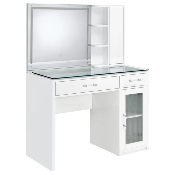 Flora Makeup Vanity Table with LED Mirror and Stool Set