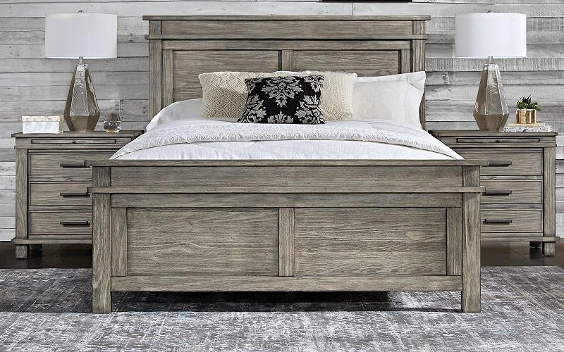A-America Furniture Glacier Point King Panel Bed in Greystone